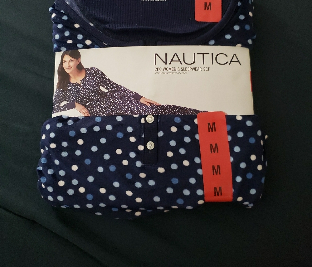 NWT-Nautica Navy Polka Dot Two-Piece Sleep Set Size Medium - Picture 6 of 6